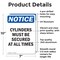 Signmission Cylinders Must Be Secured At All Times, 7 in W x Rectangle, Aluminum OS-2PACK-NS-A-710-V-15388 - alternate 4